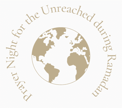 Prayer Night for the Unreached during Ramadan with a globe illustration, emphasizing the focus on global outreach and prayer for refugees.